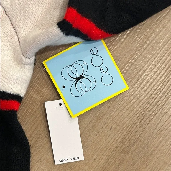 CeCe Black Red and white Turtleneck Ski Sweater. New with Tags - Picture 2 of 6